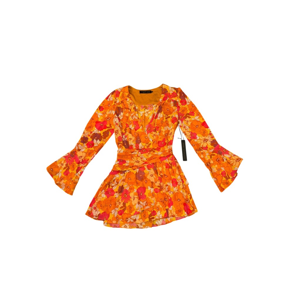 House of Harlow 1960 x REVOLVE Mini Dress Women Small Orange Floral New